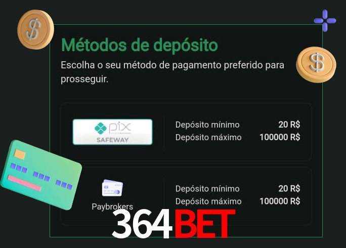 O cassino 364Bet oferece uma grande variedade de métodos de pagamento